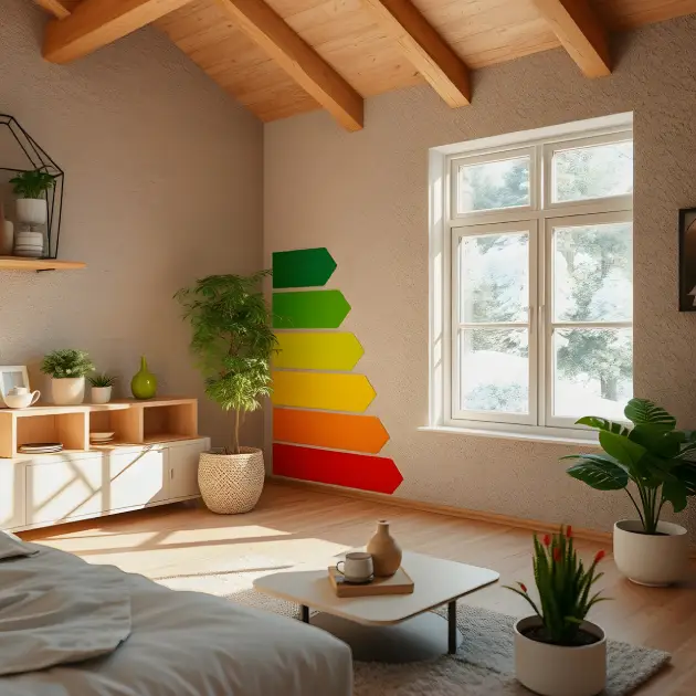 Salon moderne avec plantes et décoration colorée